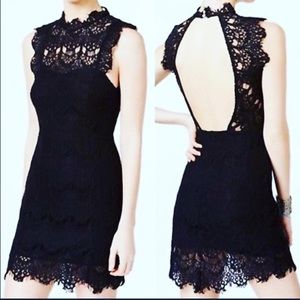 🖤 Free People GOTHIC Black Lace Backless Dress small